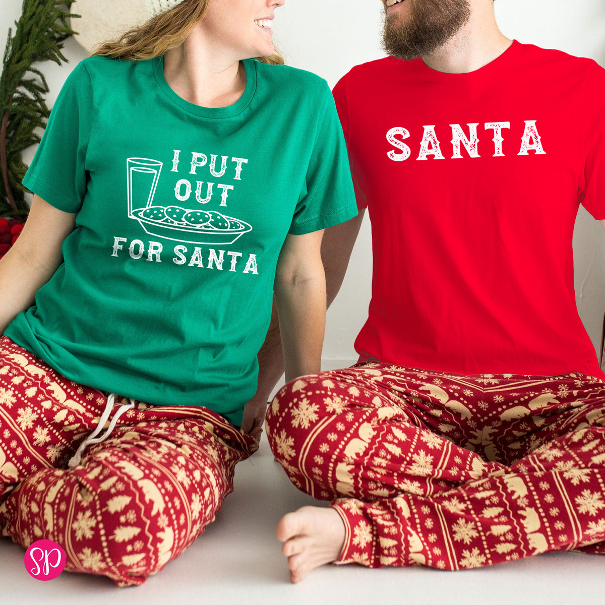 Couples Matching Christmas Shirts I Put Out for Santa Milk and Cookies