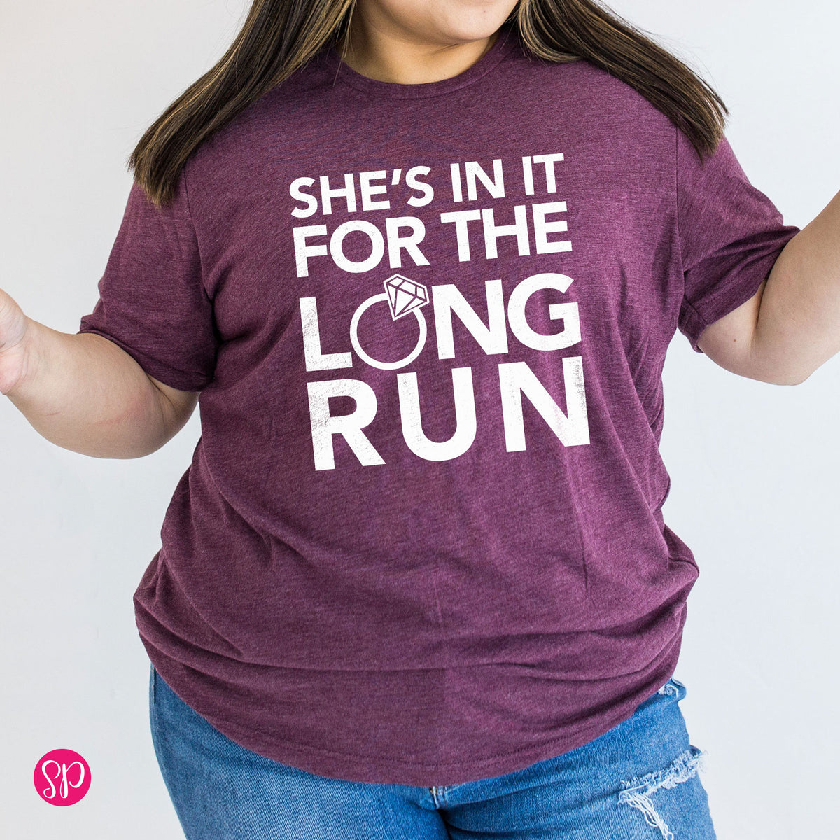 She's in it for the Long Run Unisex T-Shirt Bachelorette Bride Bridal Party Wedding Tee Shirt