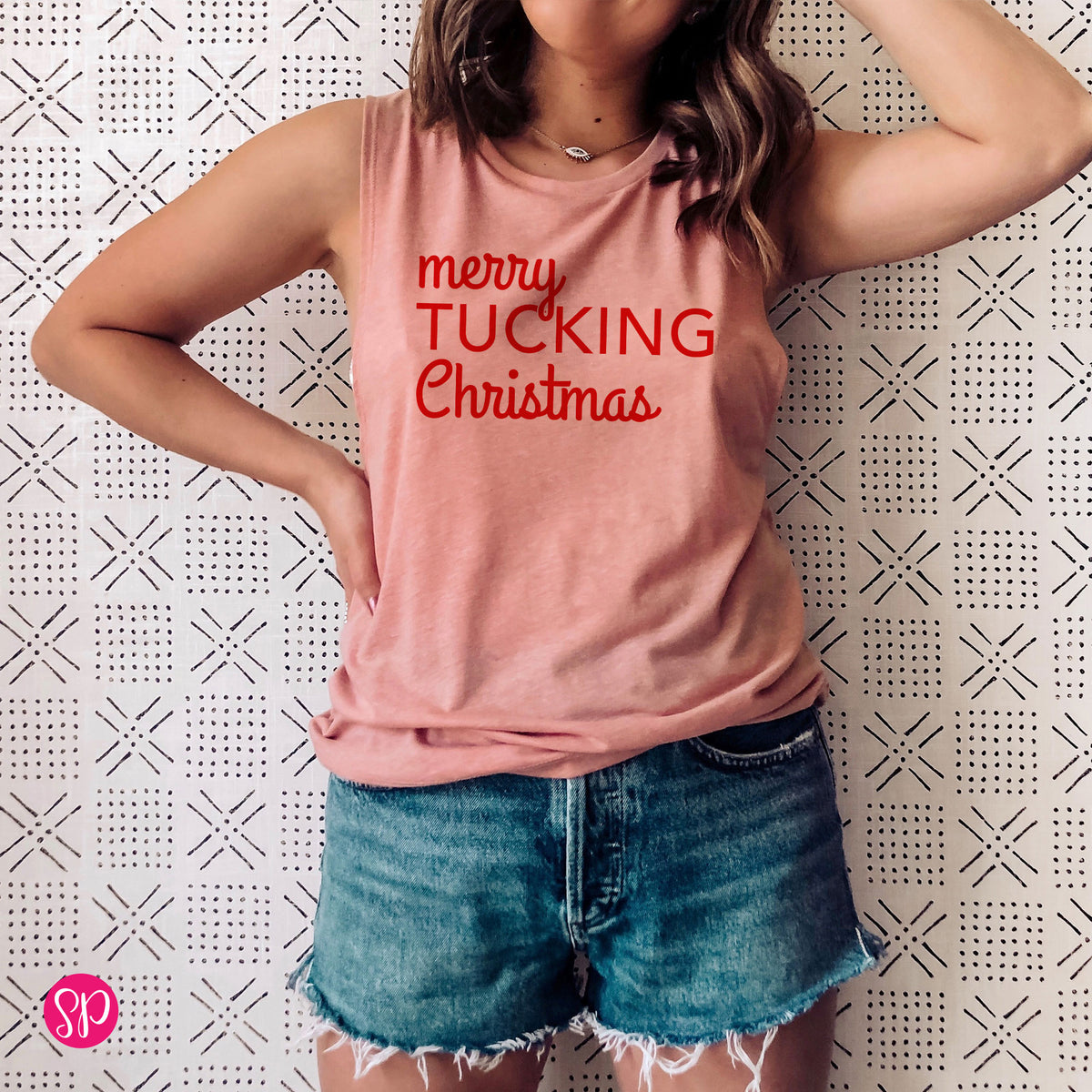 Merry Tucking Christmas Funny Barre Pilates Workout Fitness Muscle Tank Top Women