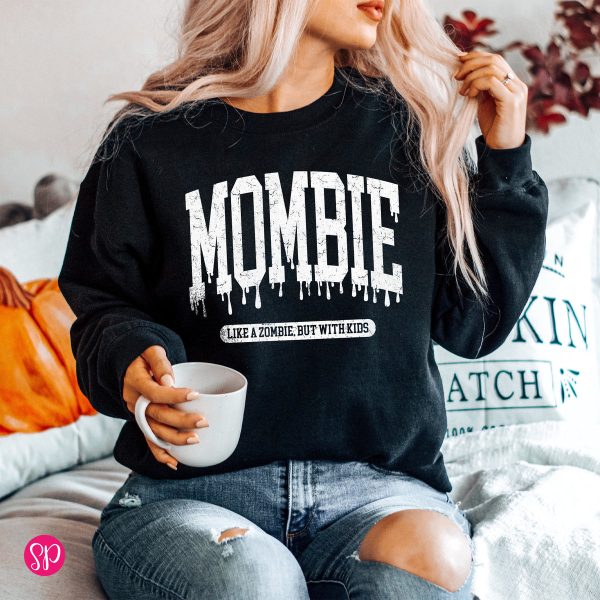 Mombie Like a Zombie but with Kids Funny Halloween Trick or Treat Sweatshirt Mom