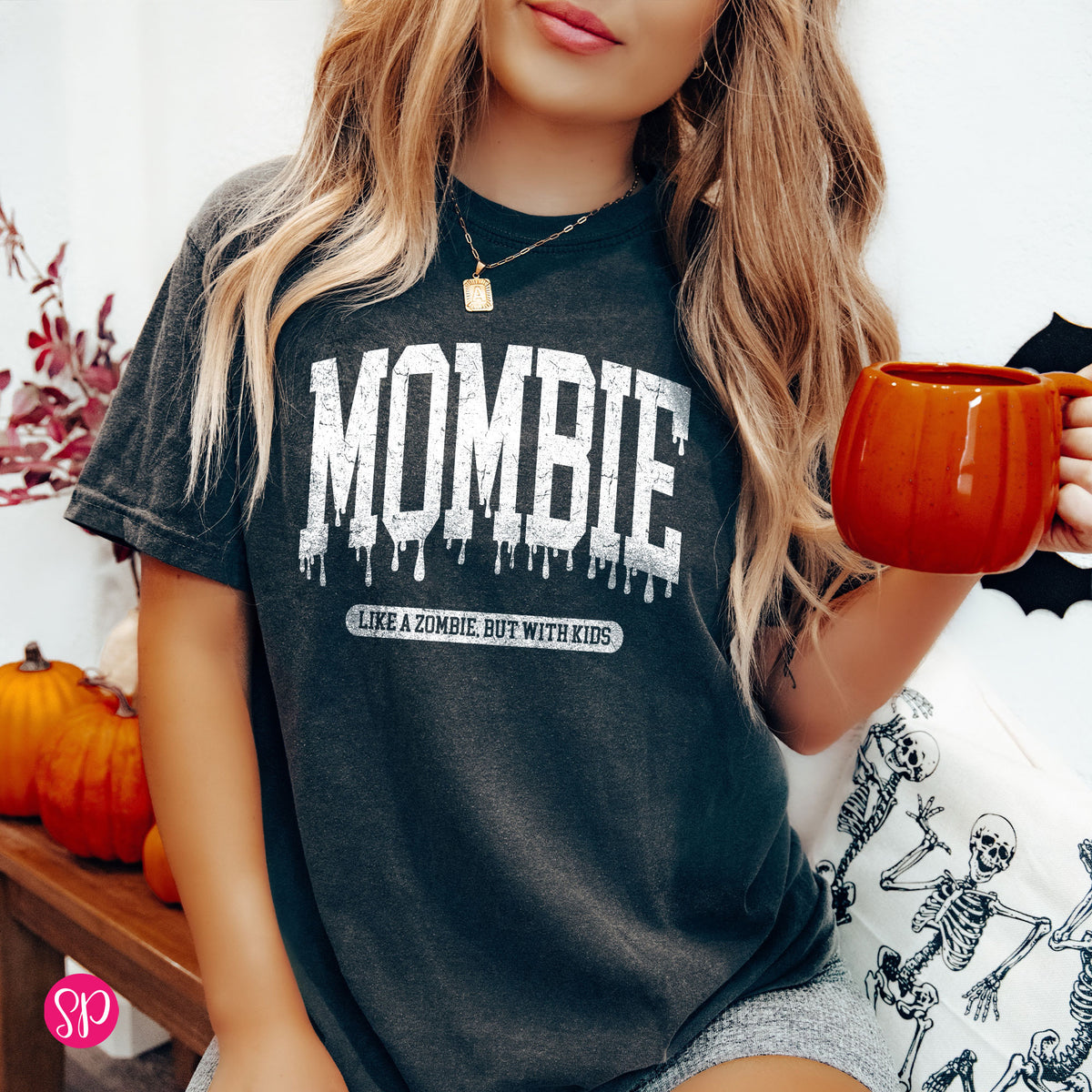 Mombie Like a Zombie but with Kids Comfort Colors Garment Dyed Unisex Graphic Tee Shirt Mom Halloween