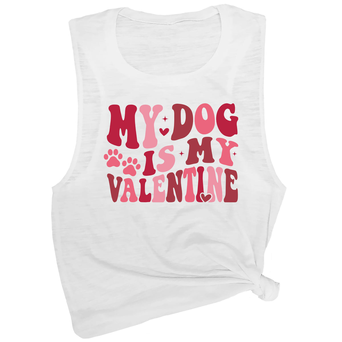 My Dog is My Valentine (Groovy Text) Muscle Tee