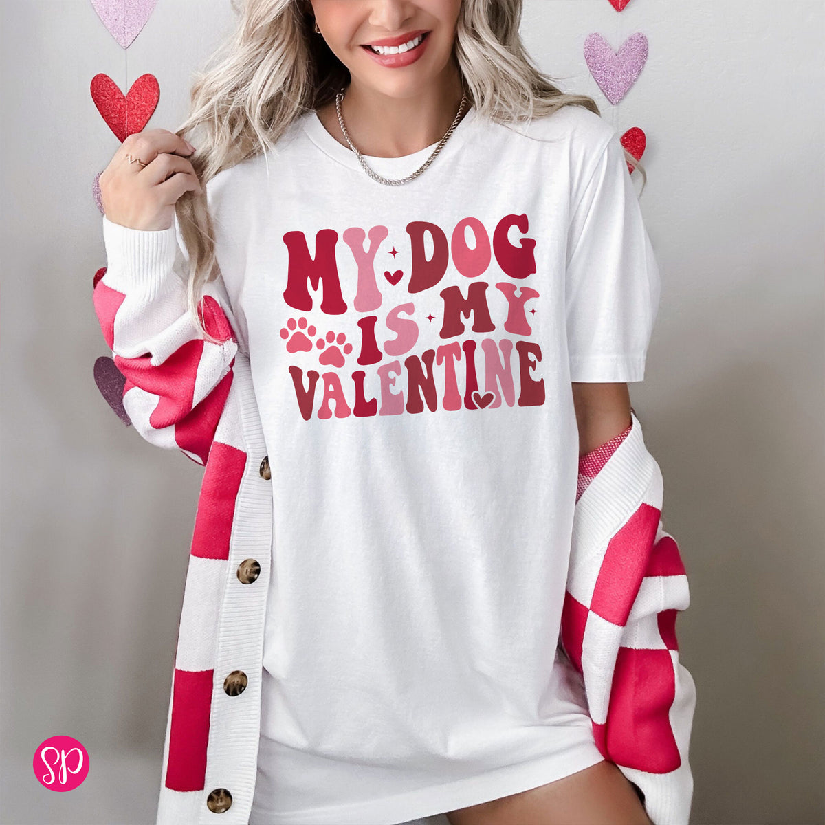 My Dog is My Valentine (Groovy Text) Unisex T-Shirt