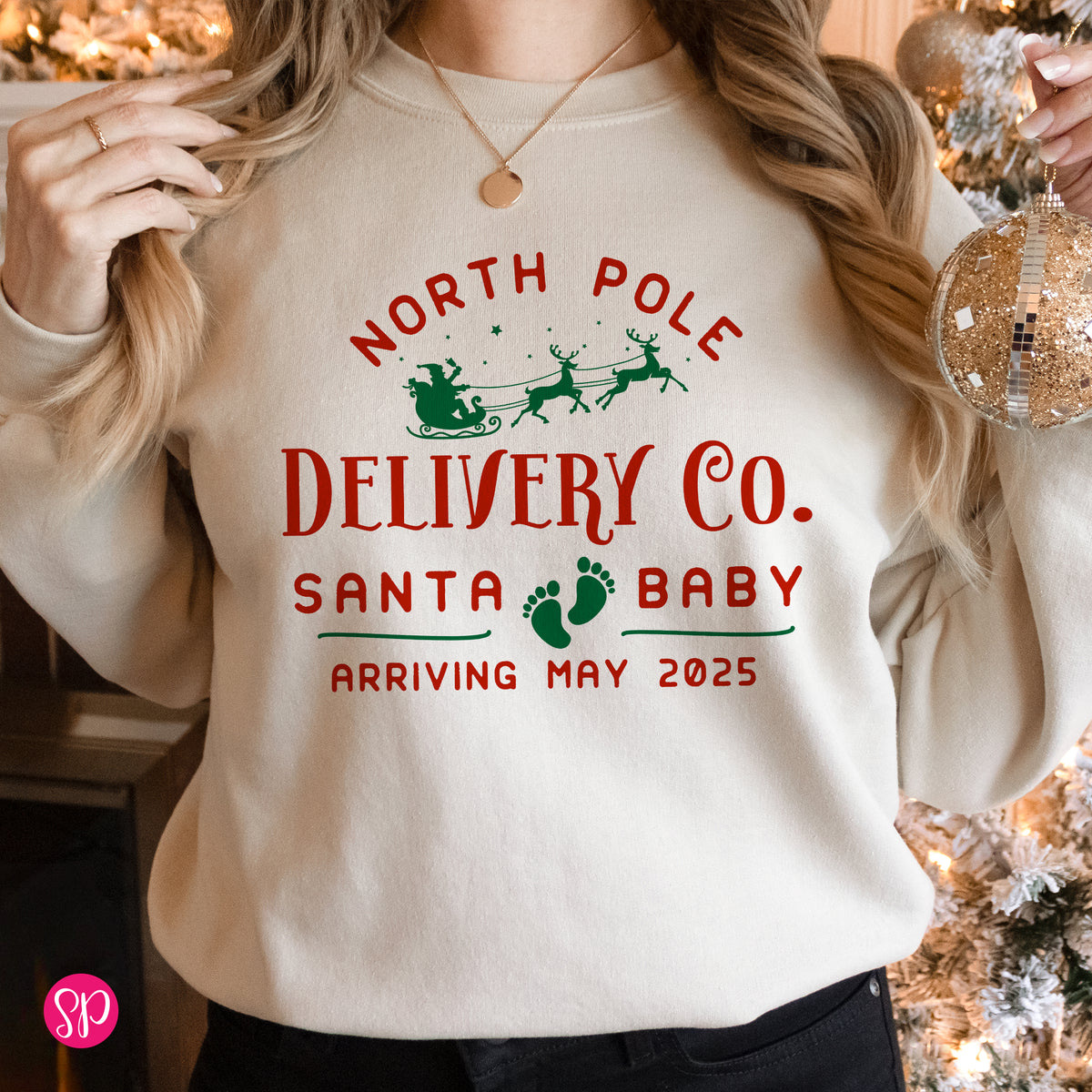 North Pole Delivery Co. Santa Baby on the Way Sweatshirt