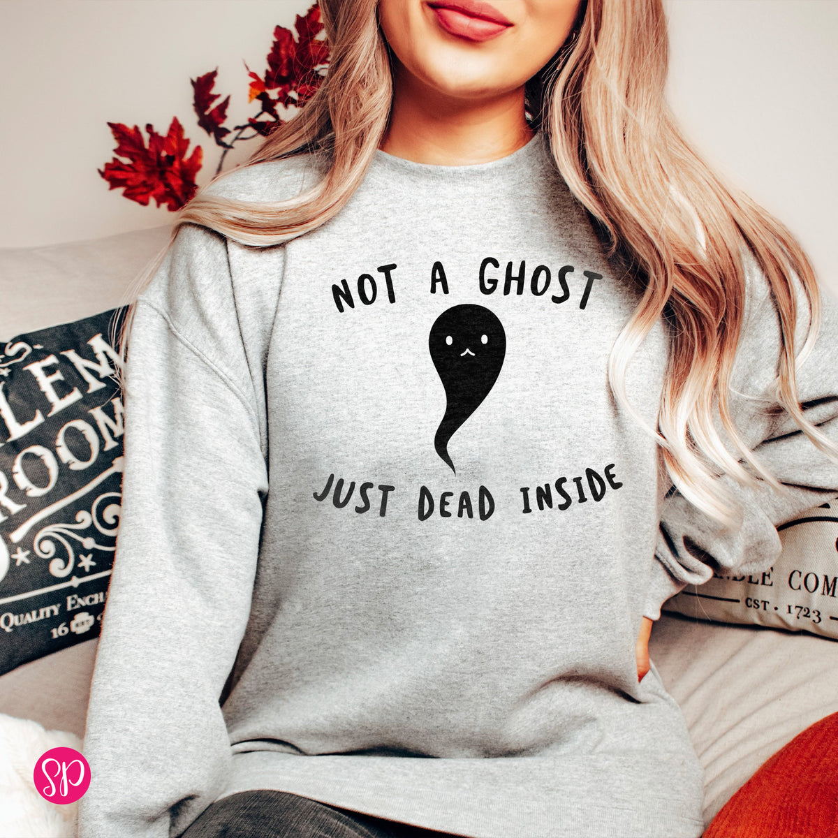 Not a Ghost Just Dead Inside Funny Halloween Graphic Spooky Fall Cozy Sweatshirt