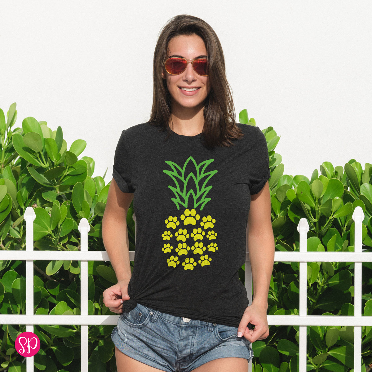 Paw Pineapple Print Dog Lover Gift Graphic Tee Shirt