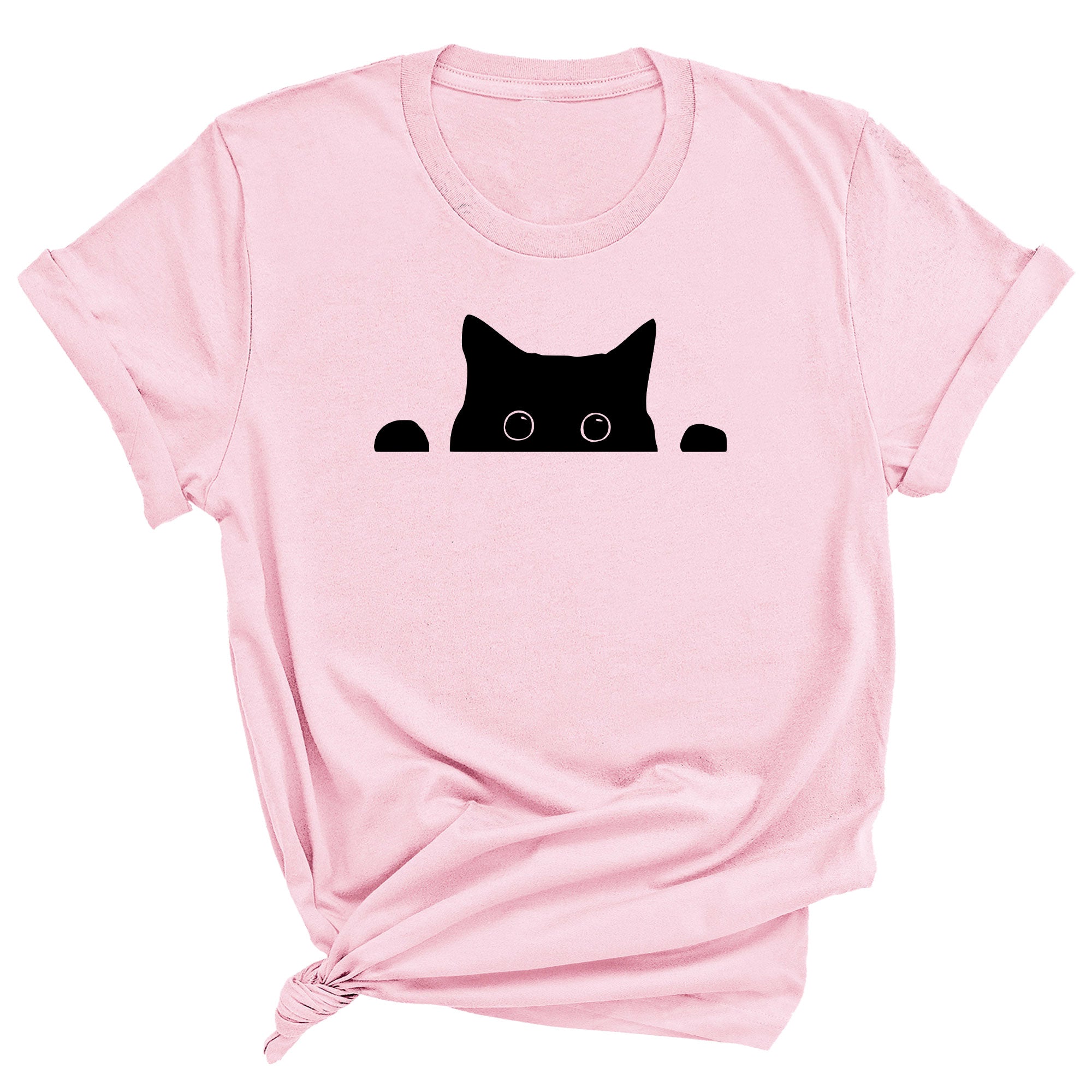 Peeking Black Cat Unisex T-Shirt