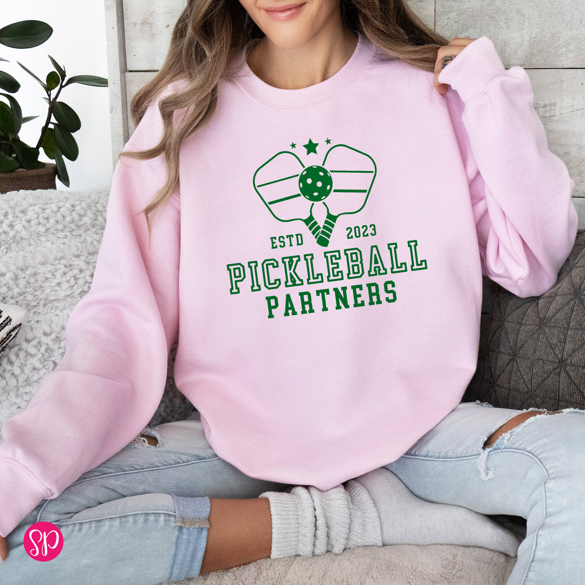 Pickleball Partners Since Custom Year Sweatshirt (GREEN INK)