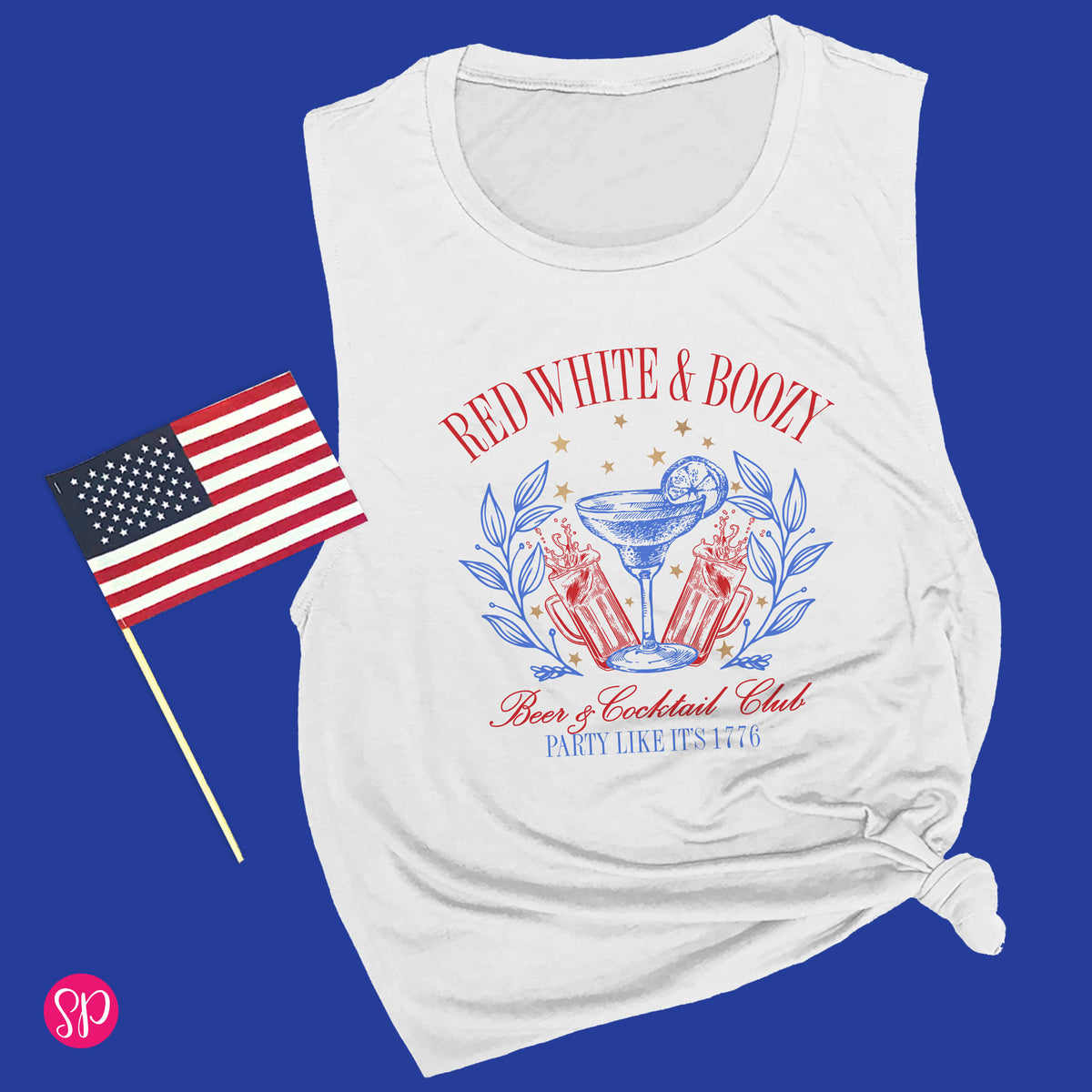Red White & Boozy, Beer & Cocktail Club Muscle Tee