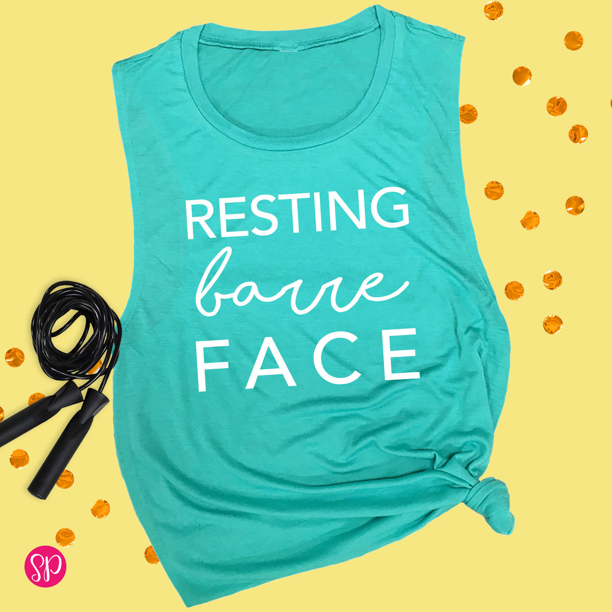 Resting Barre Face Fitness Funny Saying Workout Cute Gym Muscle Tank Top Tee Women