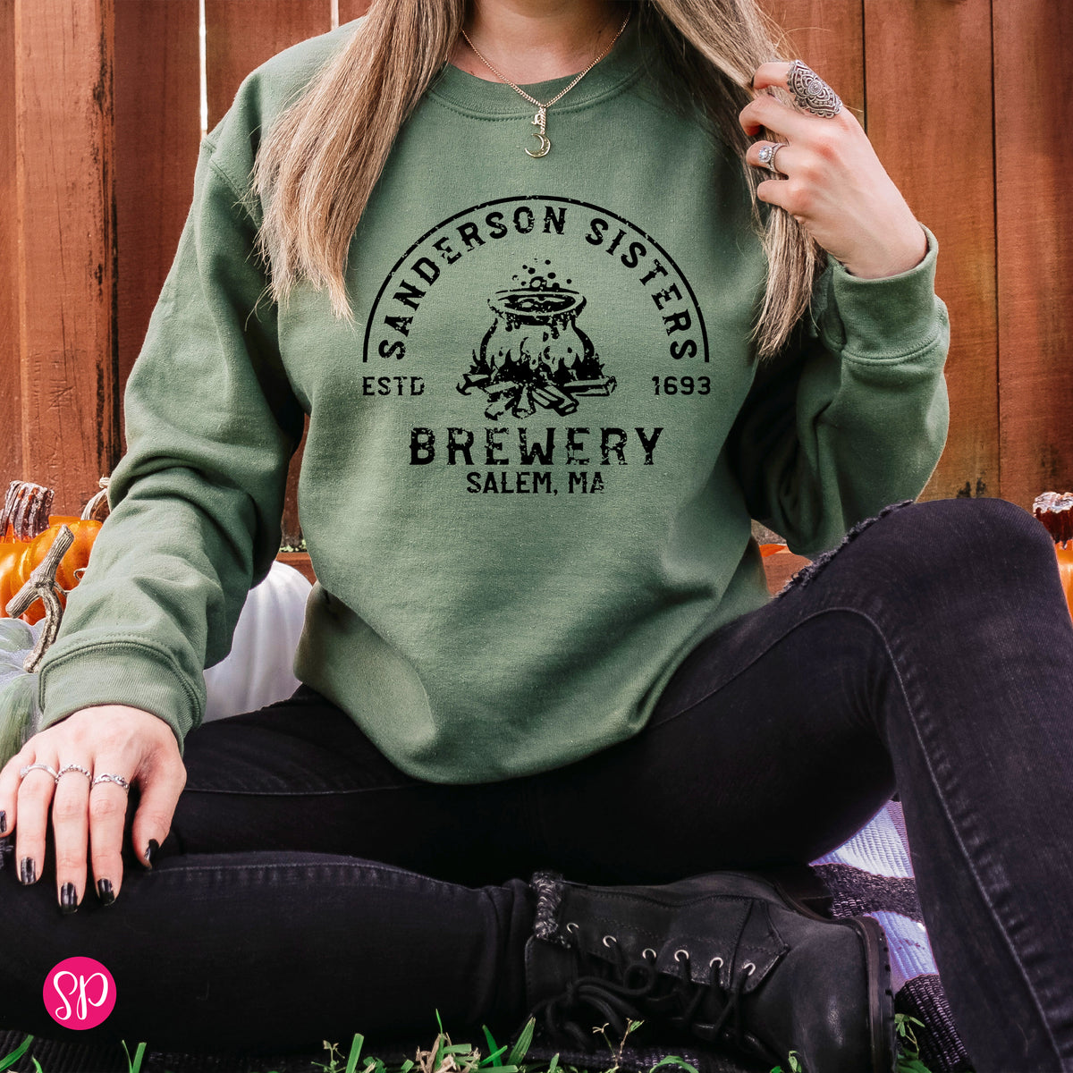Sanderson Sisters Brewery Witches Brew Beer Salem Ma 1693 Funny Halloween Spooky Season Fall Sweatshirt Pullover Crewneck