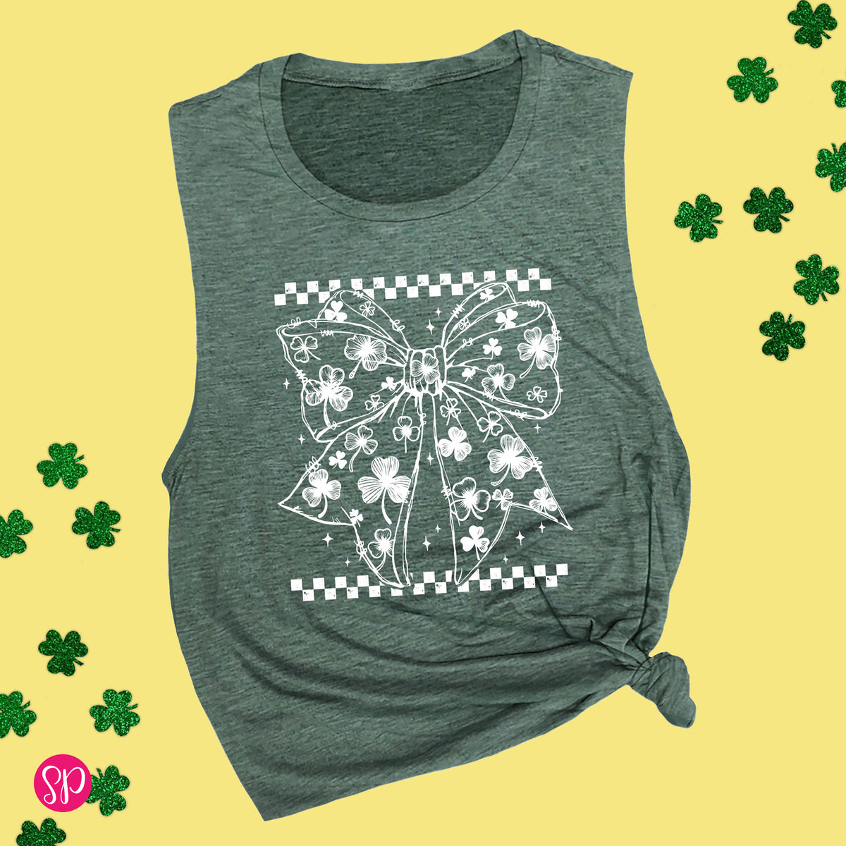 Shamrock Coquette Bow Muscle Tee