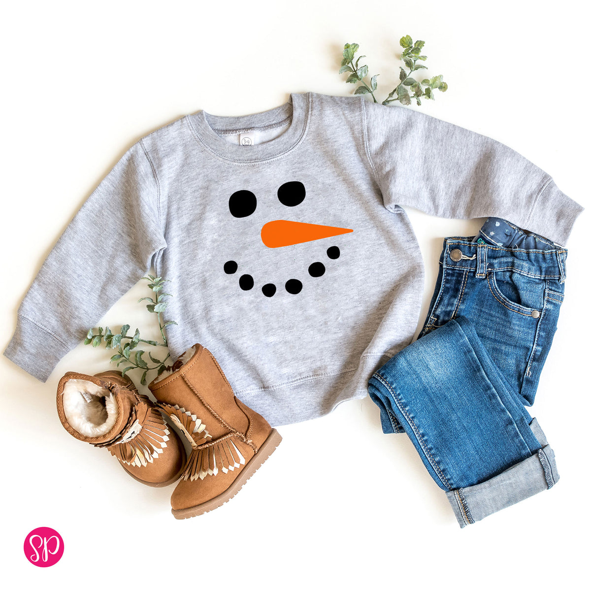 Snowman Face Kids Sweatshirt