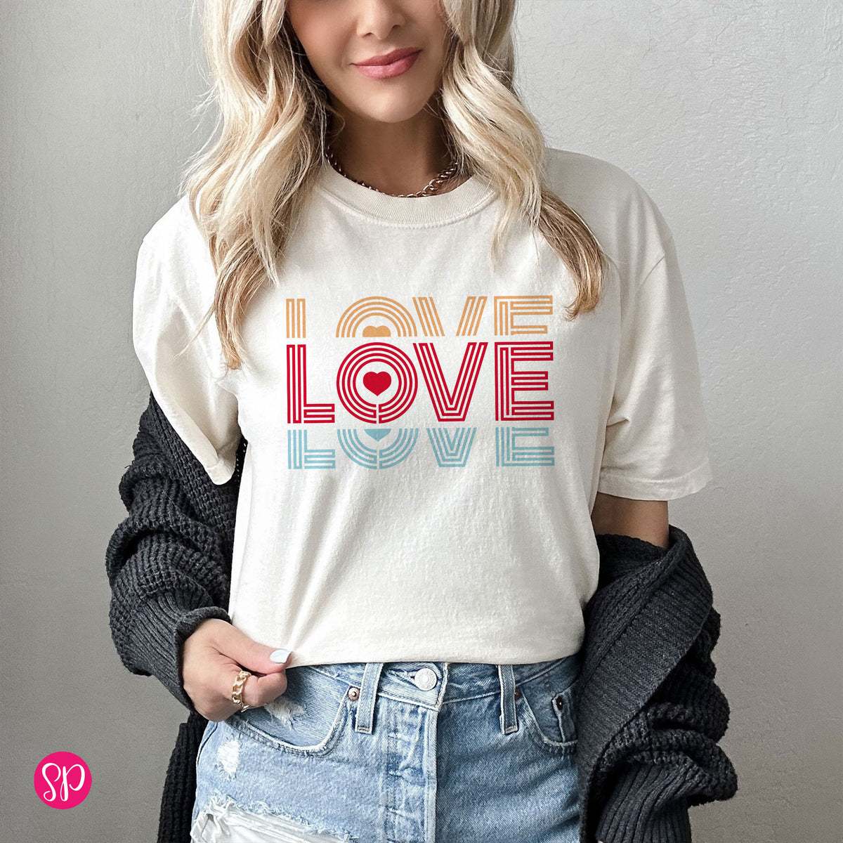Stacked Retro Love Comfort Colors T-Shirt