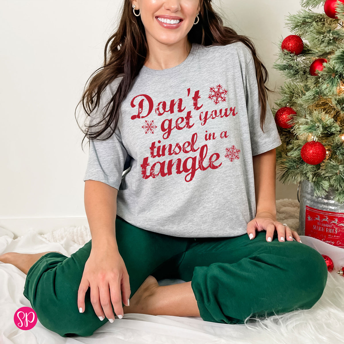 Don't Get Your Tinsel in a Tangle Christmas Pajama Family Matching T-Shirt