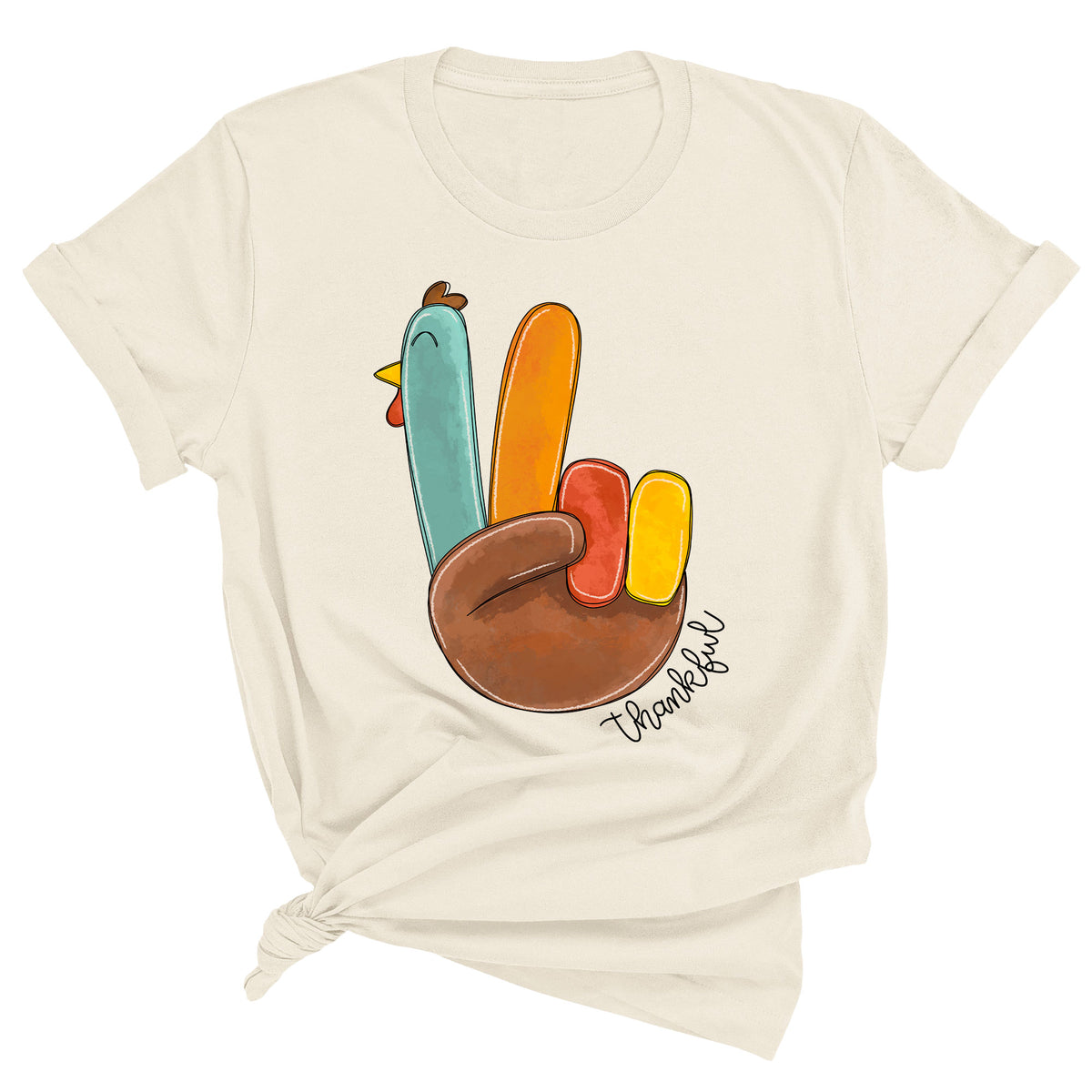 Thankful Turkey Peace Fingers Unisex T-Shirt