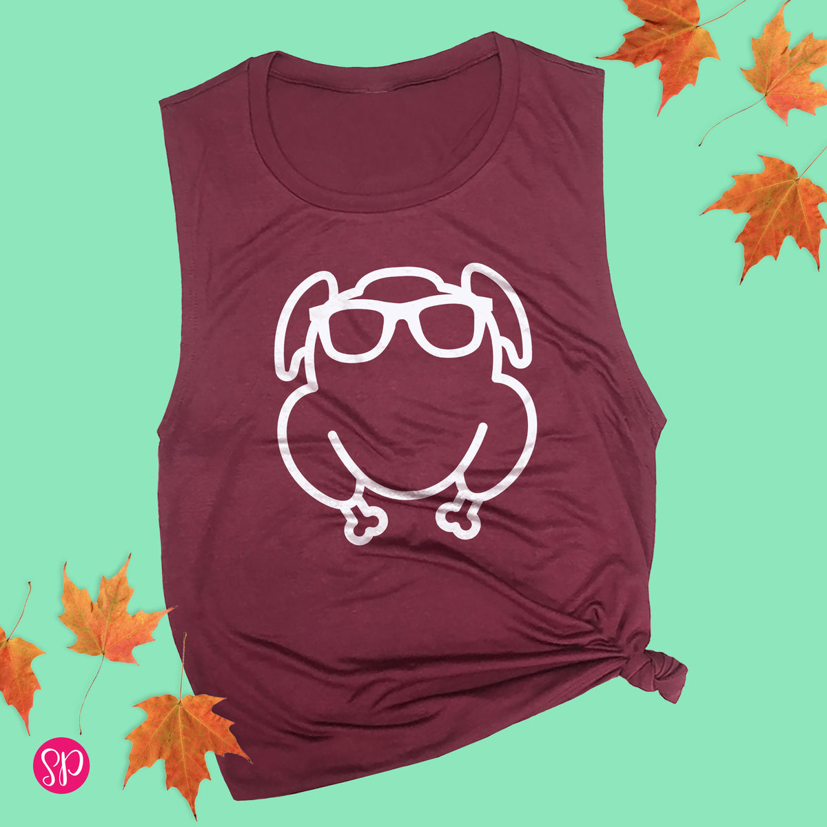 Turkey With Sunglasses Friends Friendsgiving Thanksgiving Turkey Trot Day Fitness Workout Muscle Tank Tee Shirt