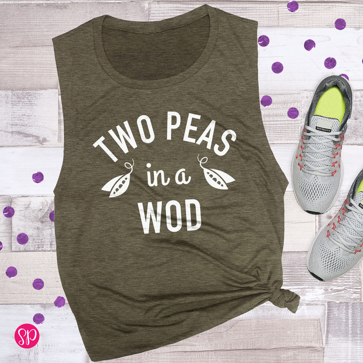 Two Peas in a WOD Workout Of the Day Crossfit Fitness Buddies Muscle Tank Tee Shirt Top