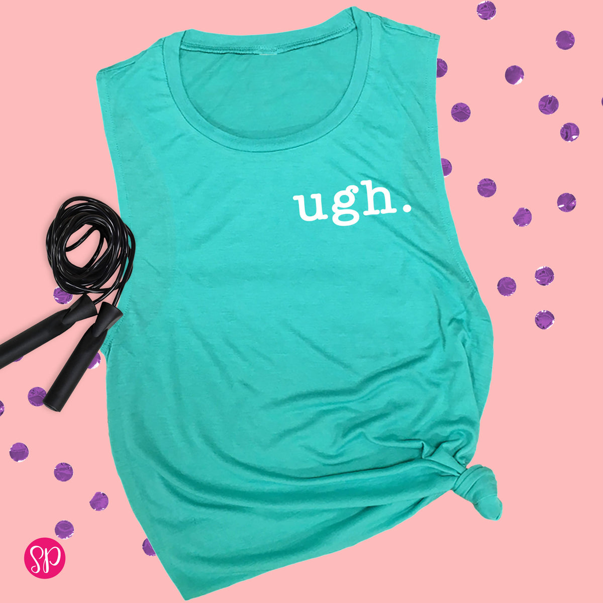 Ugh Funny Sarcastic Workout Fitness Graphic Muscle Tank Tee Shirt