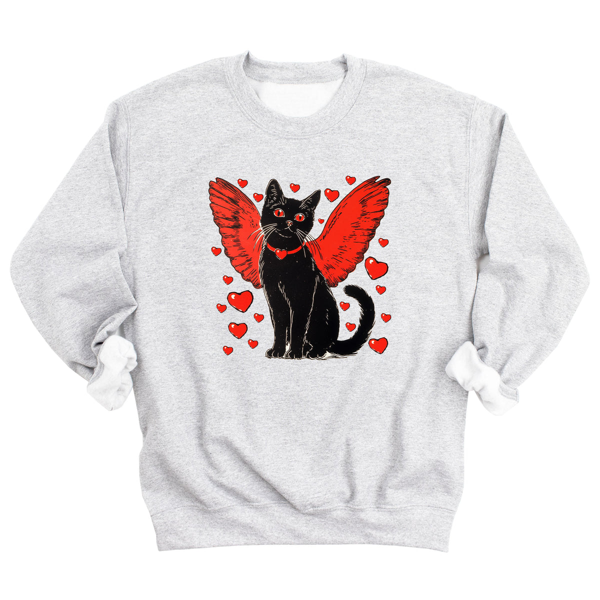 Valentine Black Cat with Wings Sweatshirt