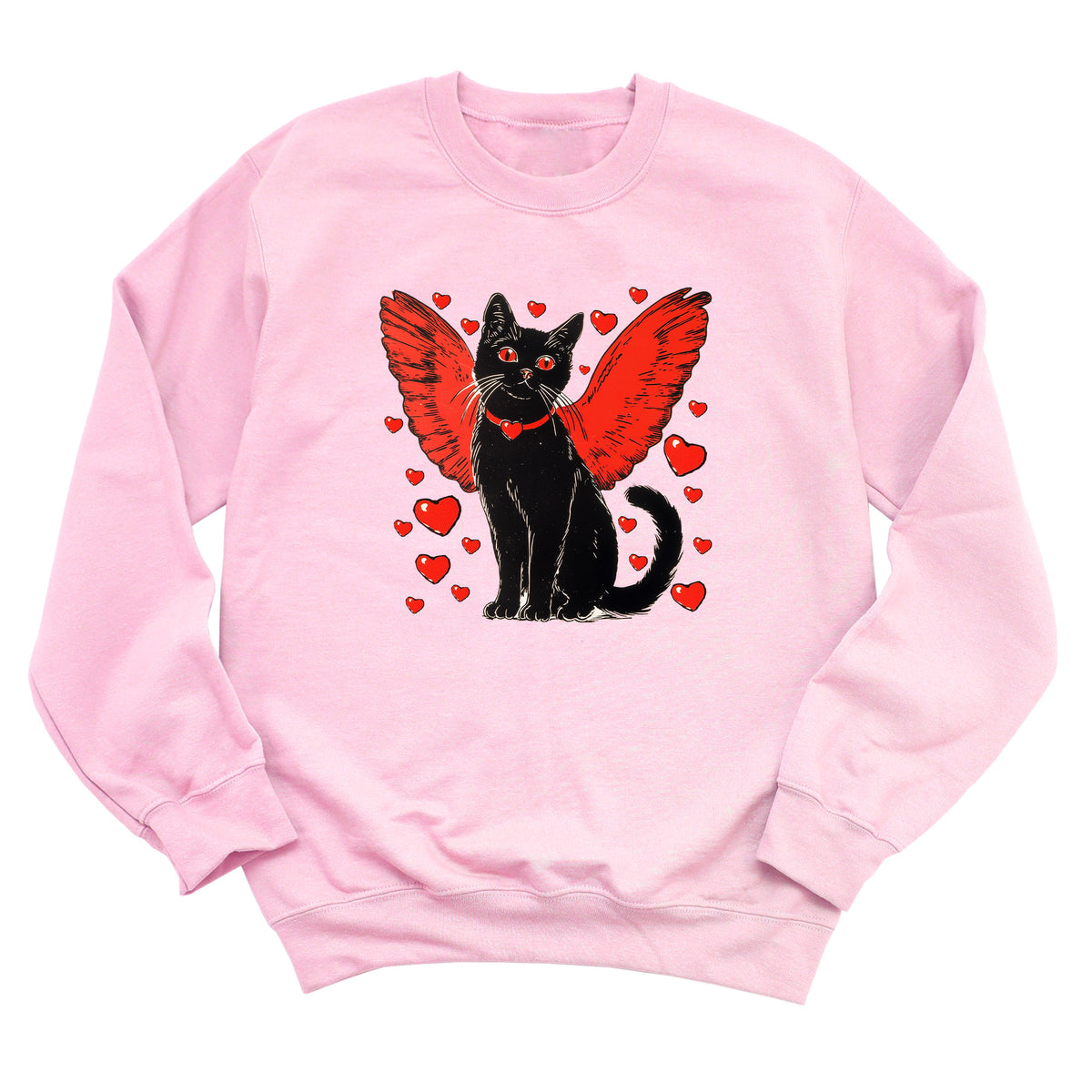 Valentine Black Cat with Wings Sweatshirt