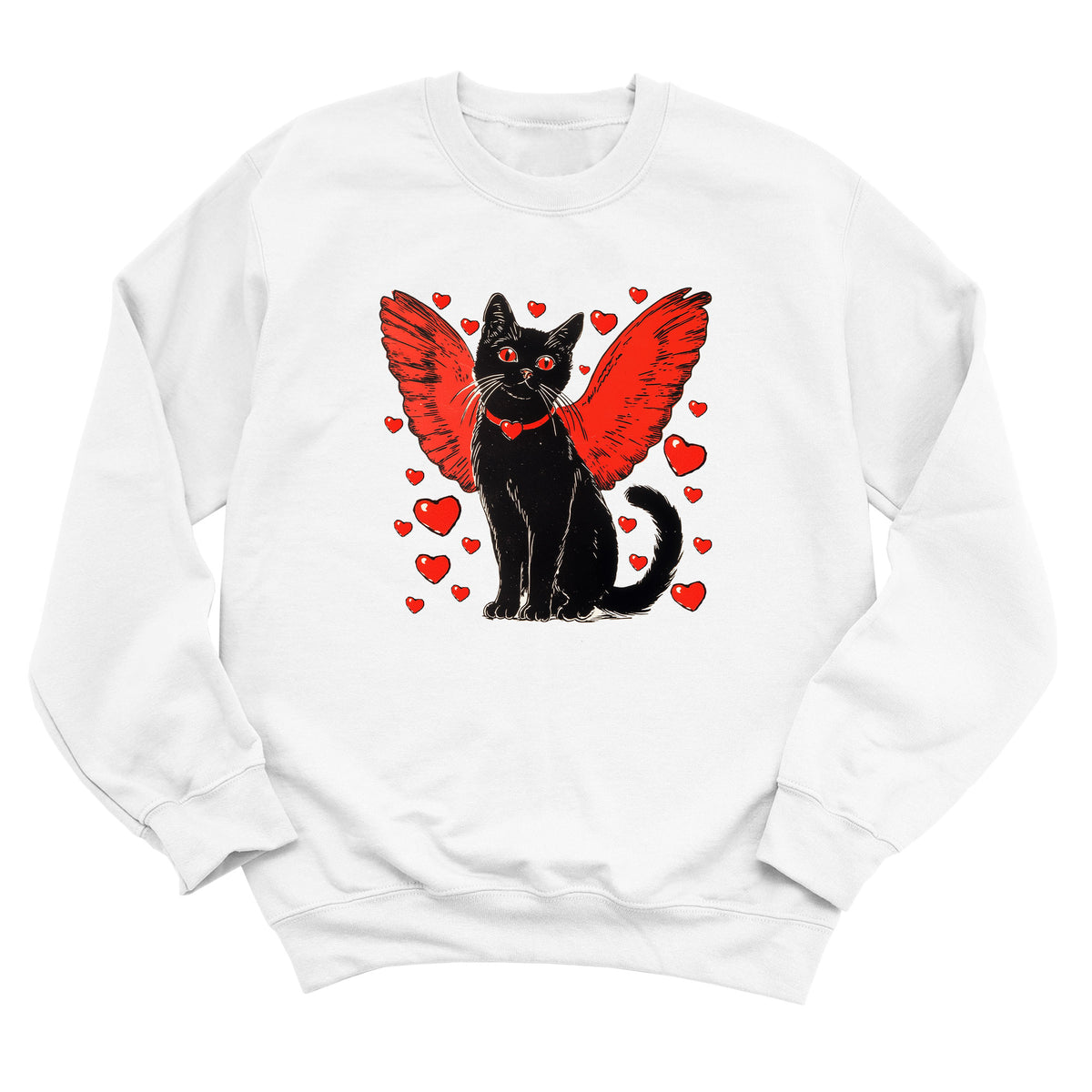 Valentine Black Cat with Wings Sweatshirt