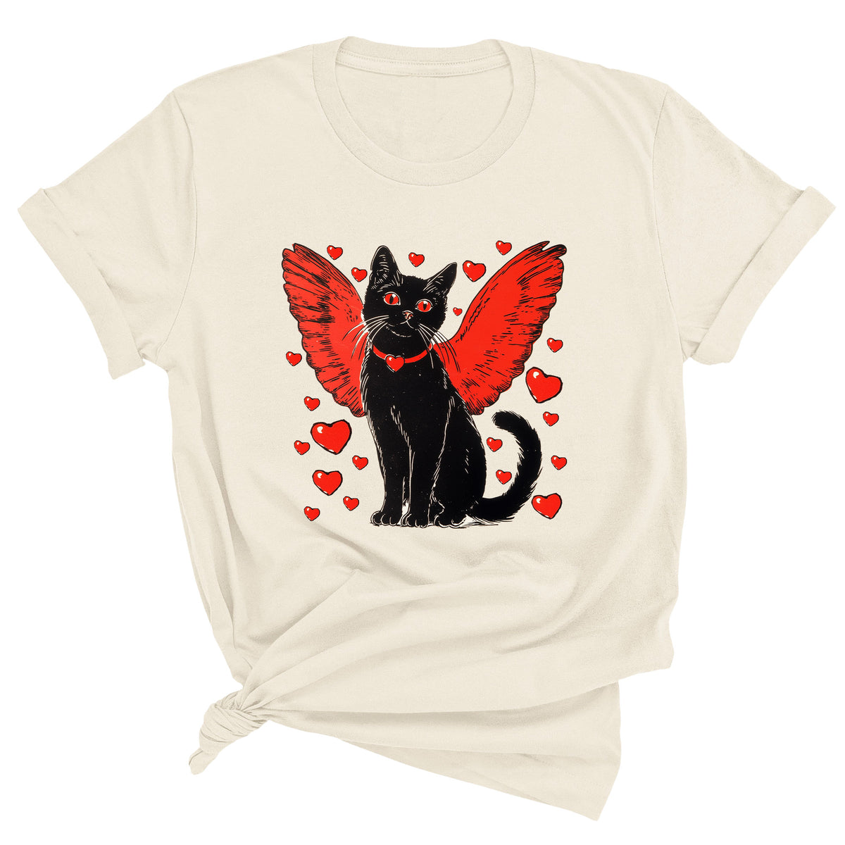 Valentine Black Cat with Wings Unisex T-Shirt