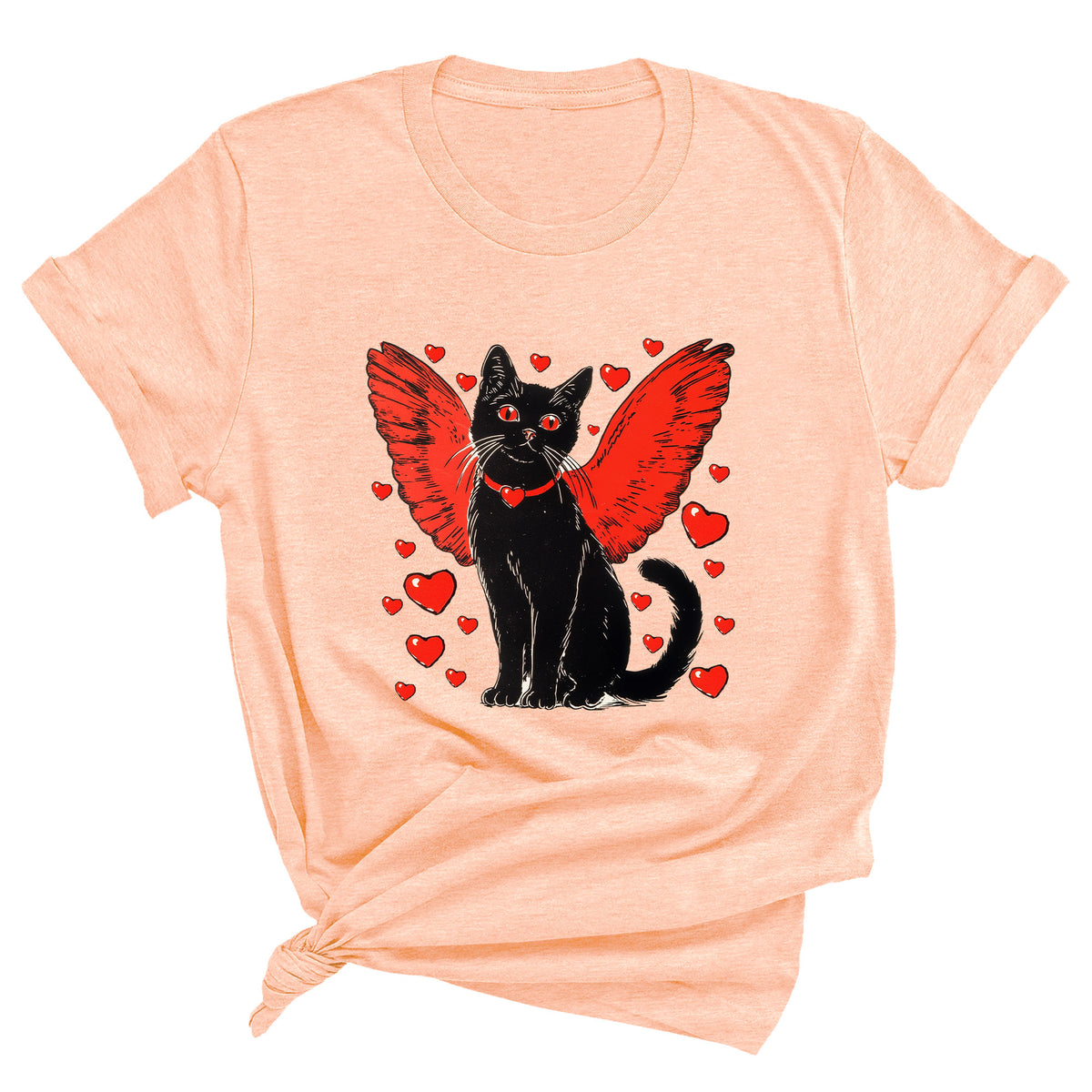 Valentine Black Cat with Wings Unisex T-Shirt