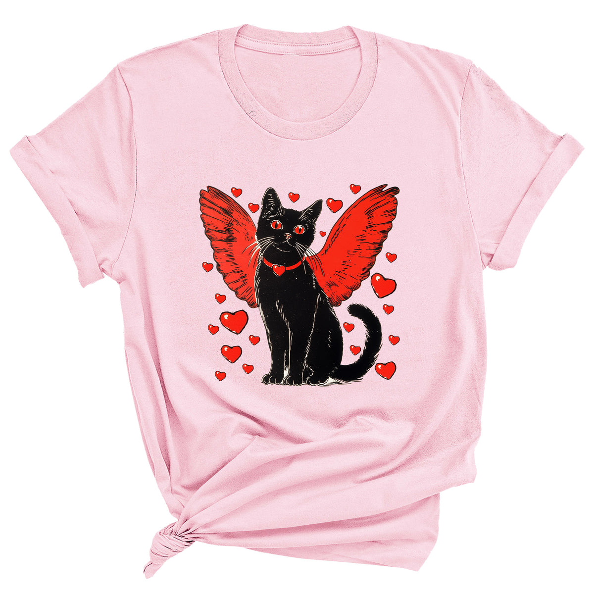 Valentine Black Cat with Wings Unisex T-Shirt