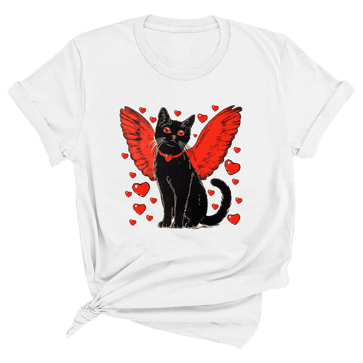 Valentine Black Cat with Wings Unisex T-Shirt