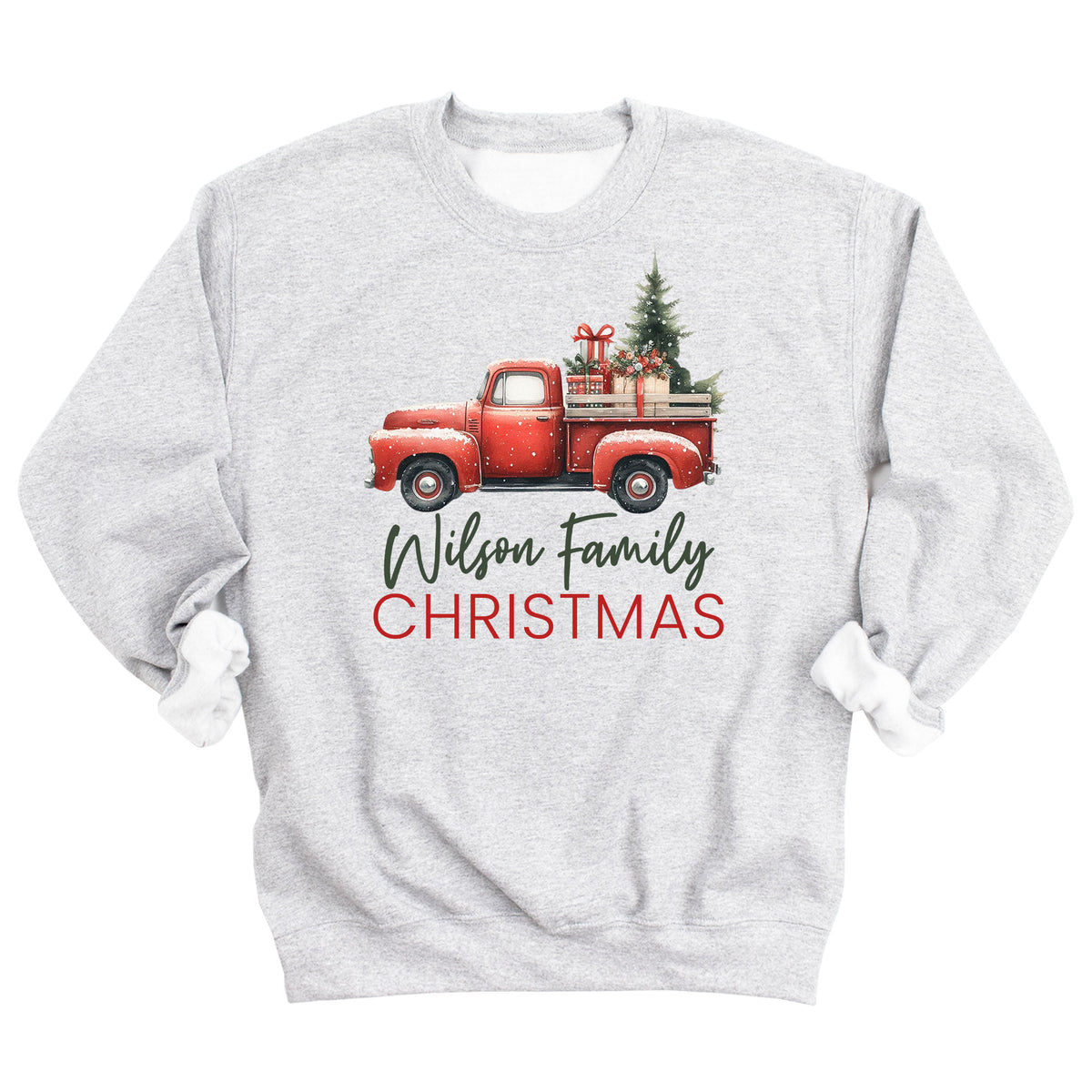 Vintage Red Truck Custom Family Christmas Sweatshirt