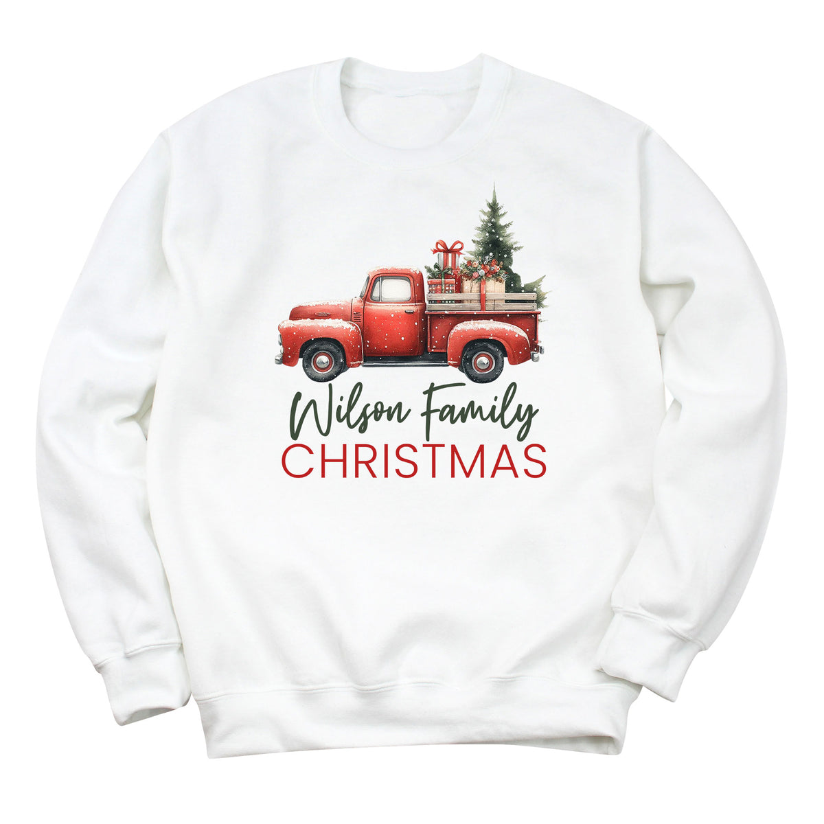 Vintage Red Truck Custom Family Christmas Sweatshirt