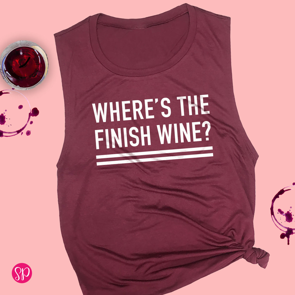 Where's The Finish Wine Funny Running Run Race Group Matching Graphic Tank Top Tee Shirt Women