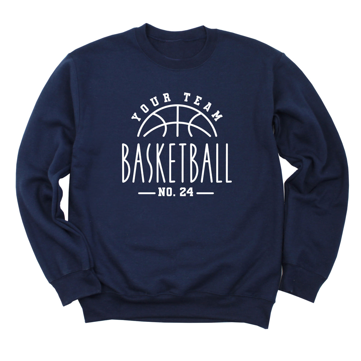 Your Team Basketball with Custom Number (Skinny Text) Sweatshirt