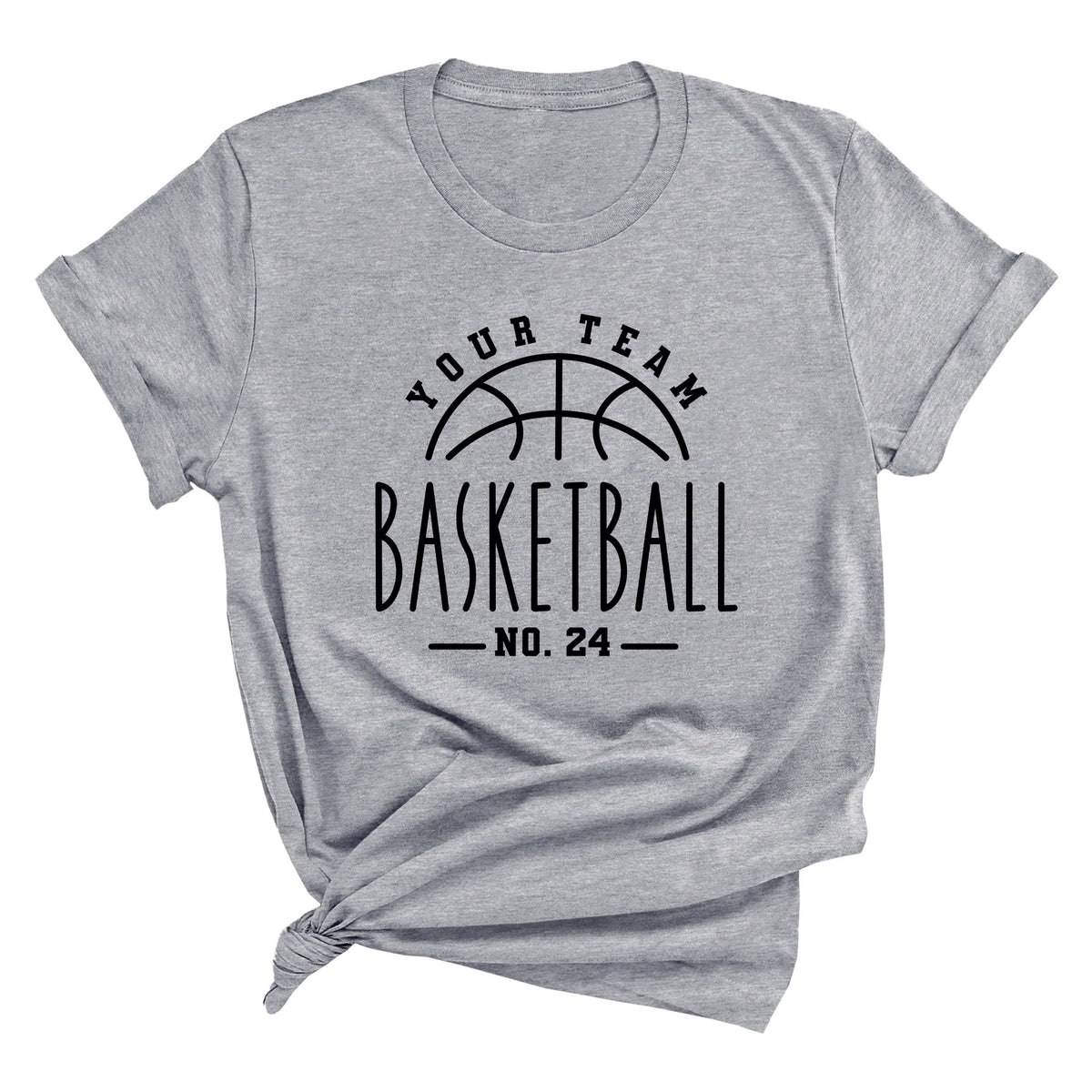 Your Team Basketball with Custom Number (Skinny Text) Unisex T-Shirt